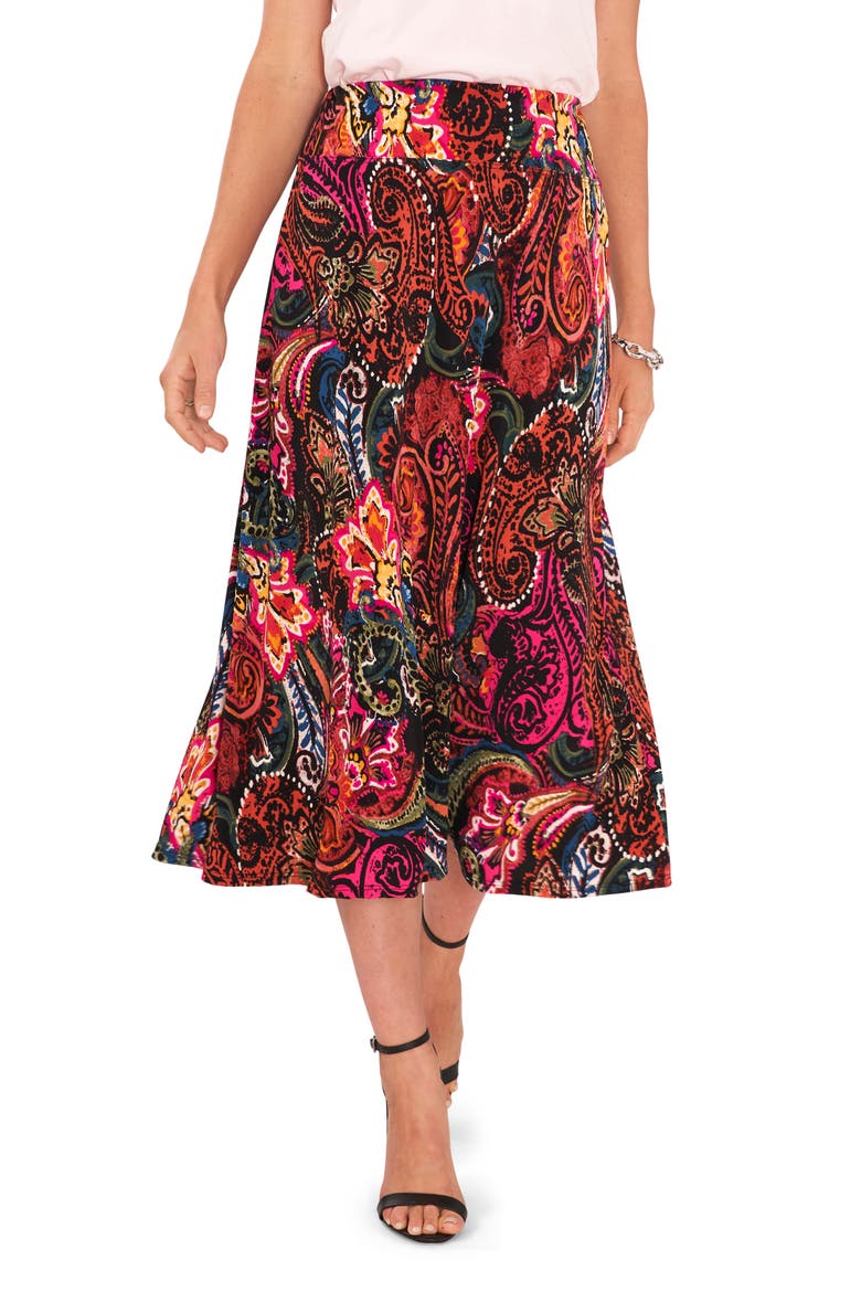 Paisley Print Skirt, Main, color, RED STP LACE