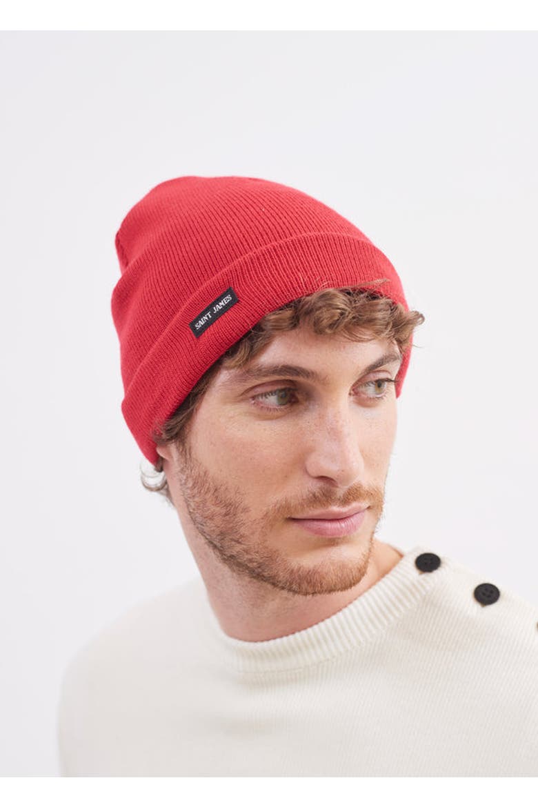 CARTIER - Nautical Solid Wool Blend Beanie, Main, color, RED