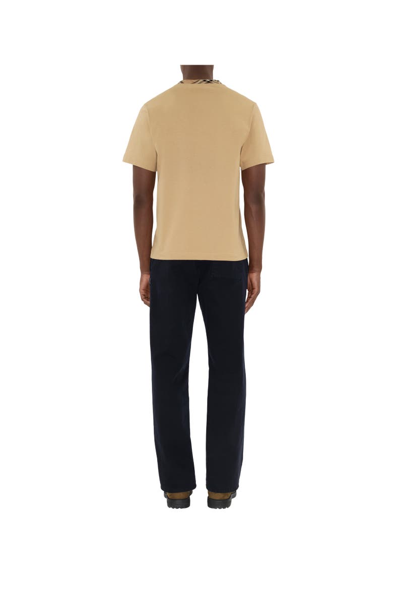 Burberry Check Trim Cotton T-shirt, Alternate, color, Flax Beige