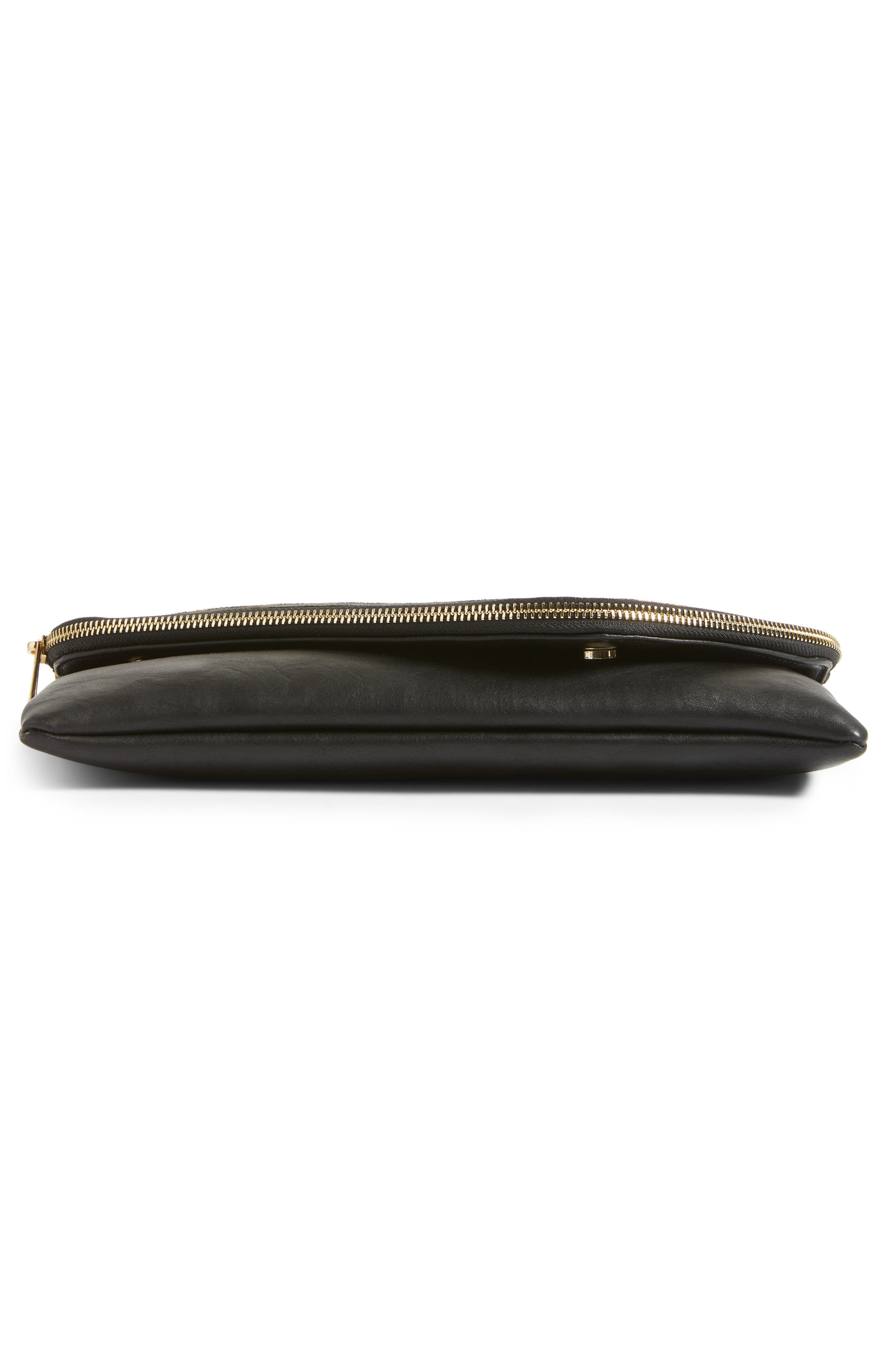 Tamika Genuine Calf Hair & Faux Leather Foldover Clutch, Alternate, color, LEOPARD