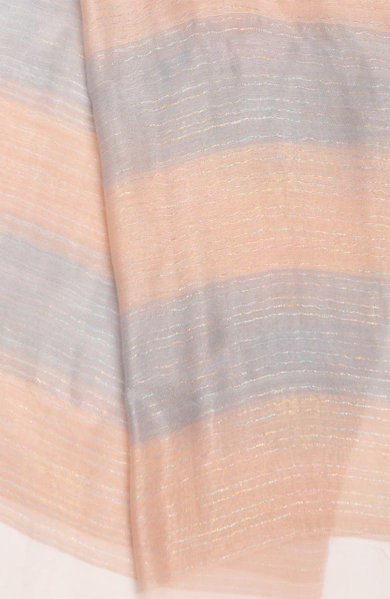SAACHI Shiny Stripe Silk Blend Scarf, Alternate, color, Pink