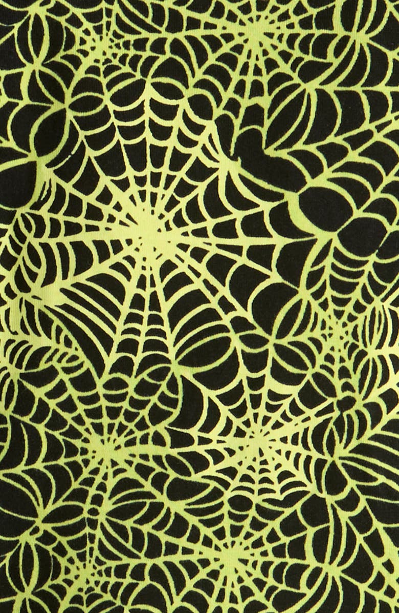 Nordstrom Kids' Glow in the Dark Fitted Two-Piece Pajamas, Alternate, color, Black- Black Glow Web