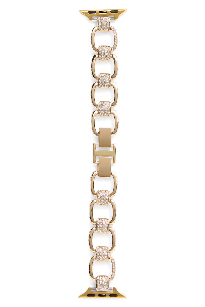 Pavé Link Smartwatch Band, Main, color, CLEAR- GOLD