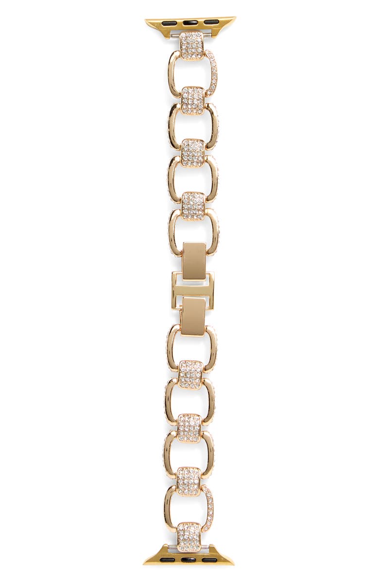 NORDSTROM RACK Pavé Link Smartwatch Band, Main, color, Clear- Gold