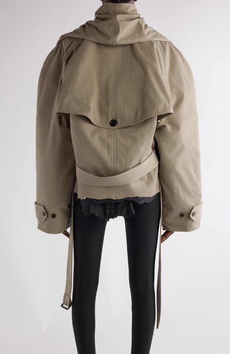 Balenciaga Oversize Insulated Crop Hooded Trench Coat, Alternate, color, 