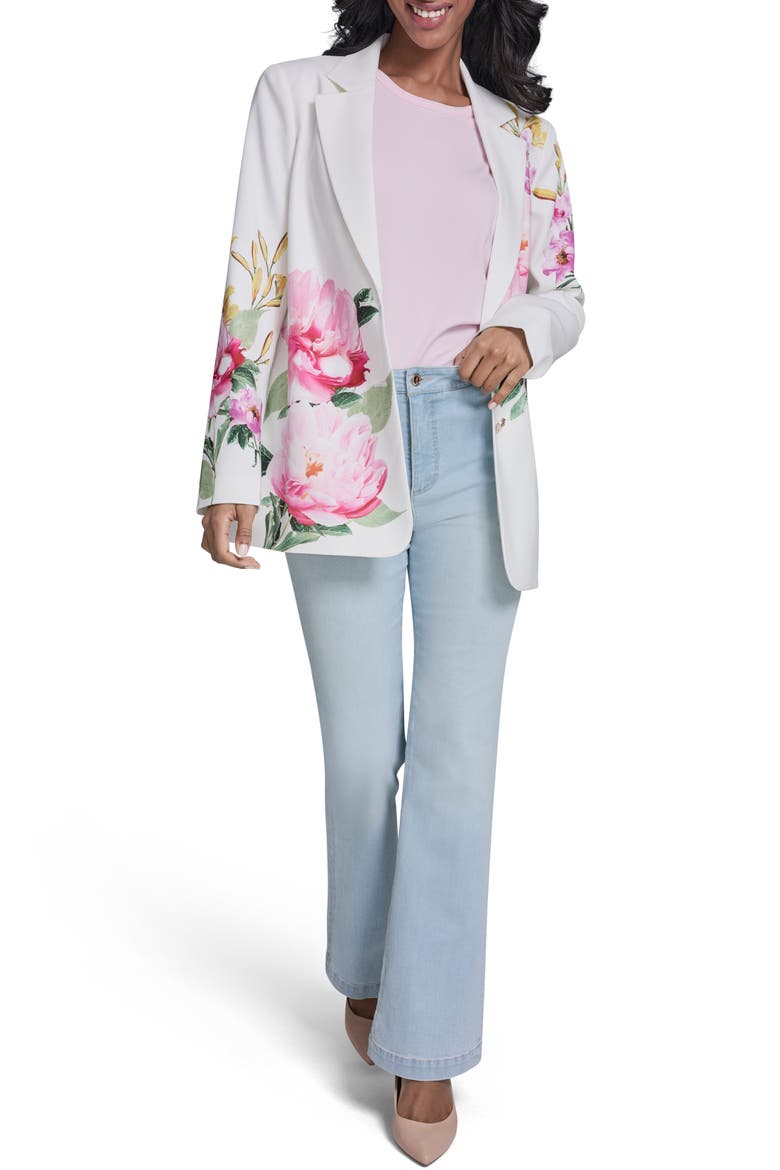 Placed Floral Blazer, Alternate, color, SOFT WHITE