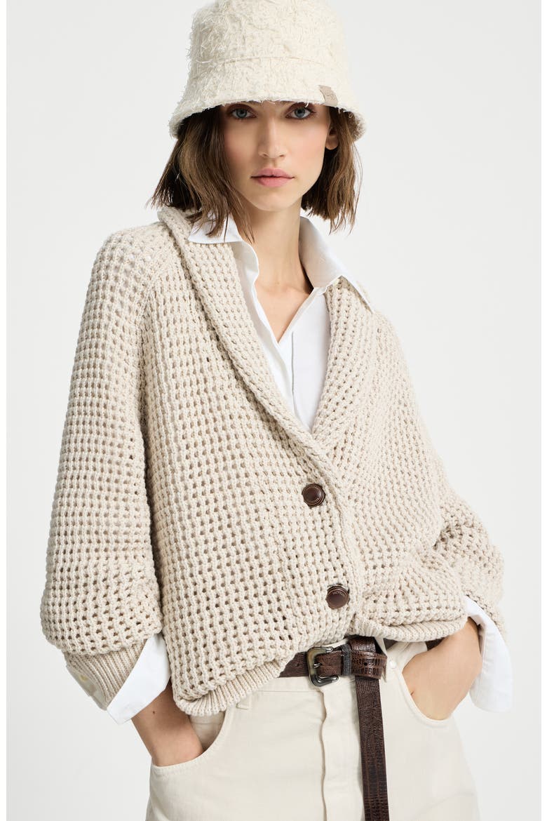 Net cardigan, Alternate, color, Oat