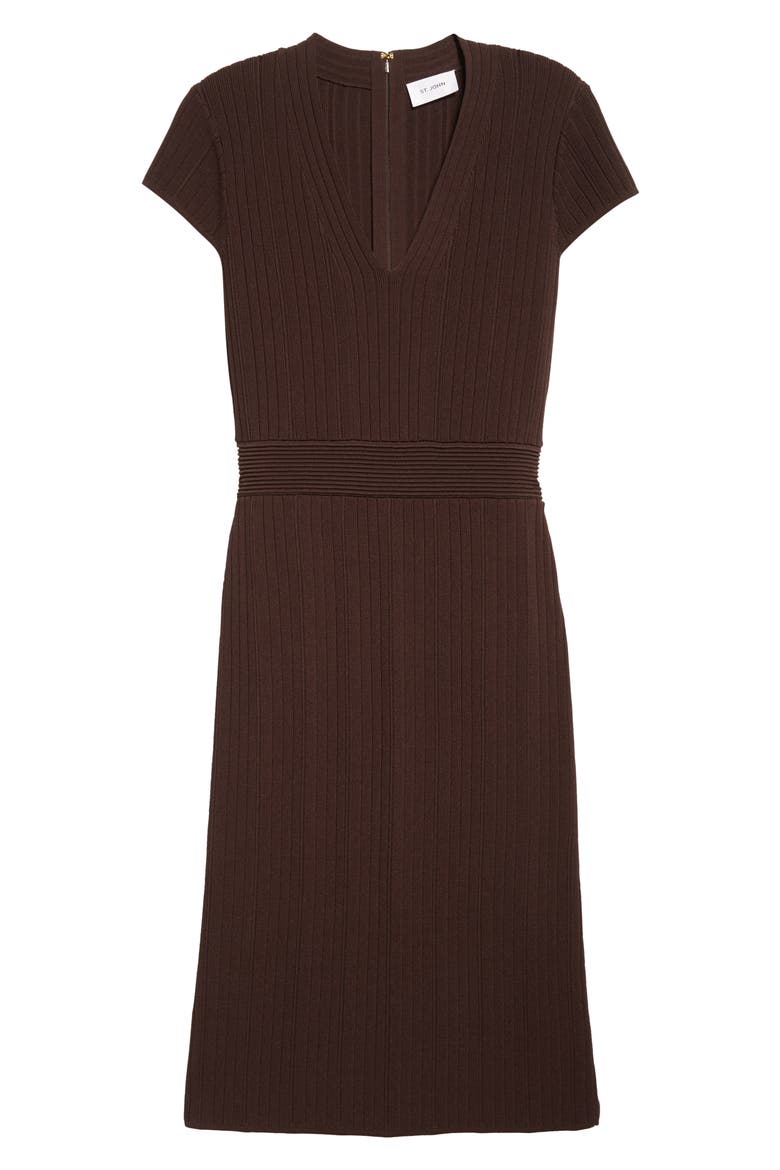Flatback Rib Sheath Sweater Dress, Alternate, color, MOCHA