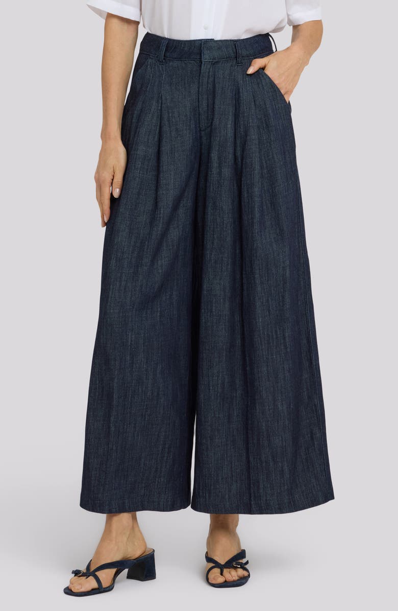 NYDJ Giselle Pleated Wide Leg Ankle Jeans, Main, color, Dark Indigo