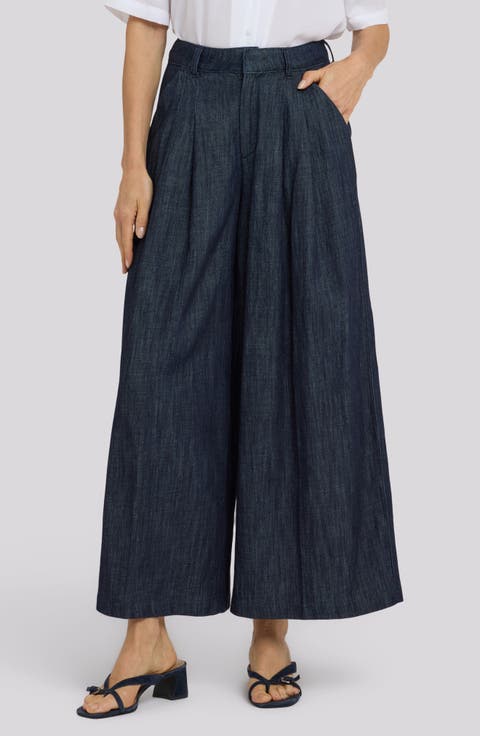 Giselle Pleated Wide Leg Ankle Jeans