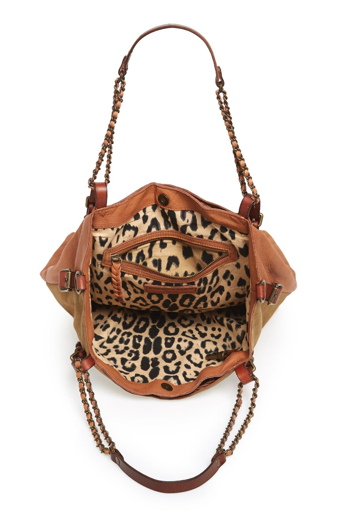 'Fabala' Suede & Leather Tote, Alternate, color, SPICE