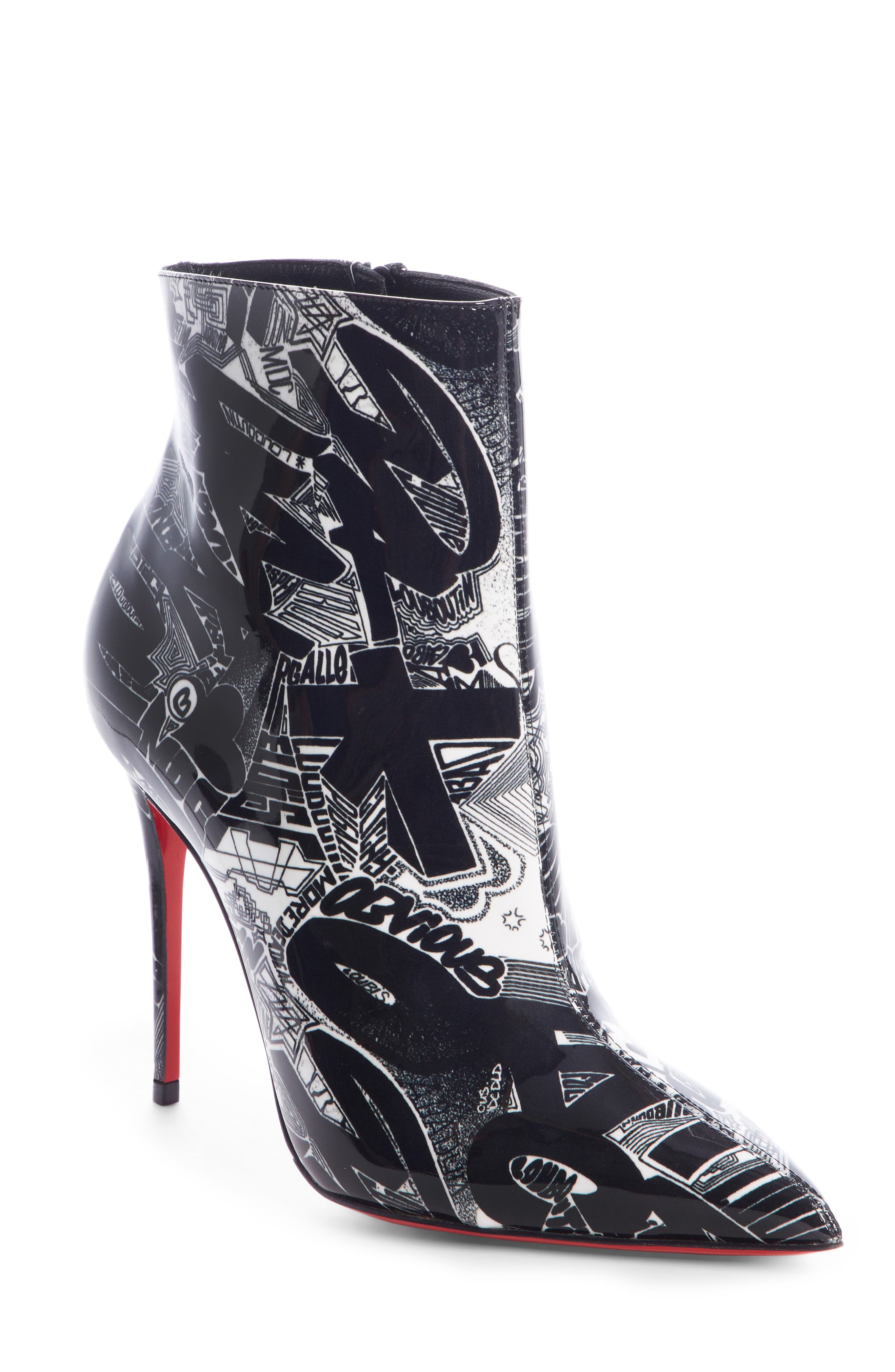 So Kate Graffiti Bootie, Main, color, BLACK/ WHITE