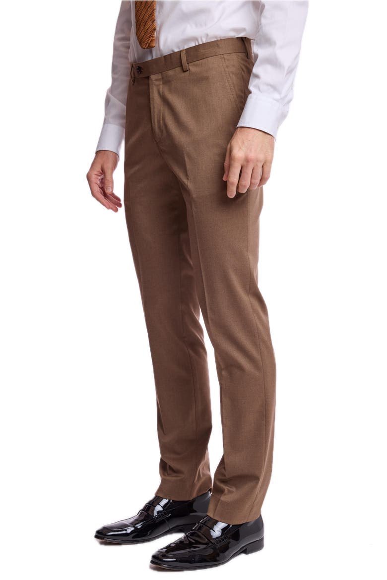 Downing Slim Fit Flat Front Dress Pants, Alternate, color, DARK CAMEL