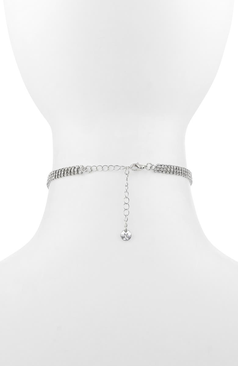 BP. Sparkle Bow Choker Necklace, Alternate, color, Rhodium