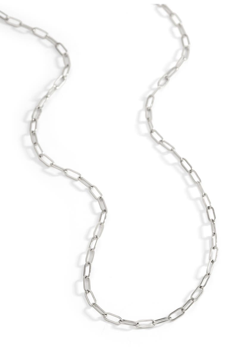 Mint & Lily Thin Paperclip Necklace, Main, color, Silver