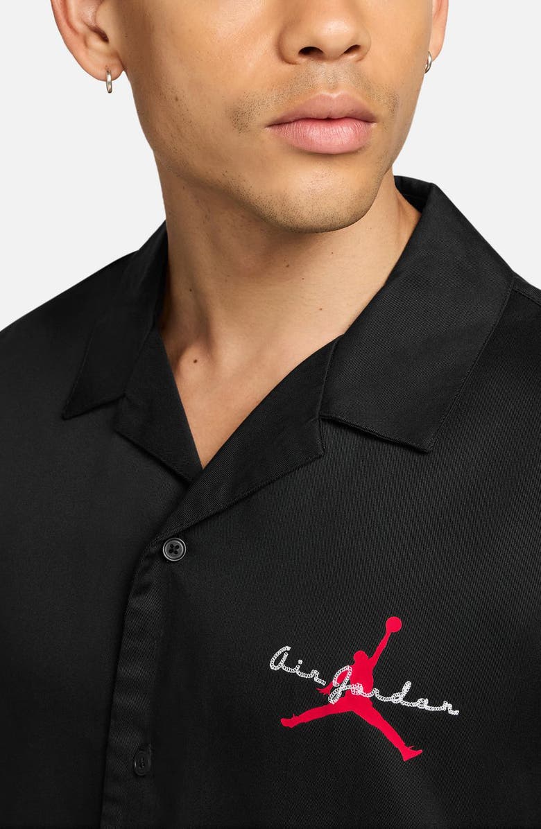 Jordan Brooklyn Bowling Shirt, Alternate, color, Black/ Infrared