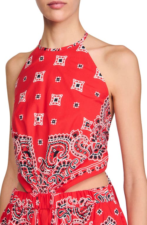 Shop Sandro Bandana-print Maxi Dress In Red/white