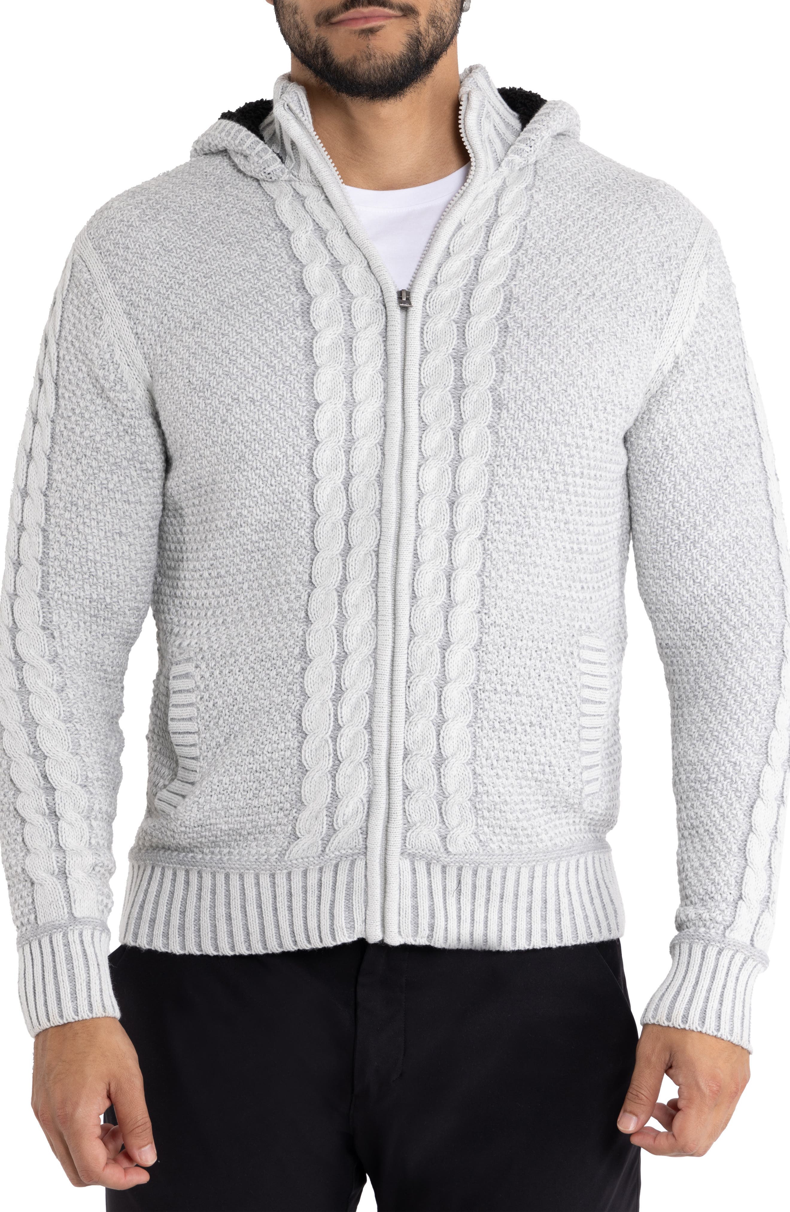 XRAY Hooded Full-Zip Mock Neck Sweater Jacket