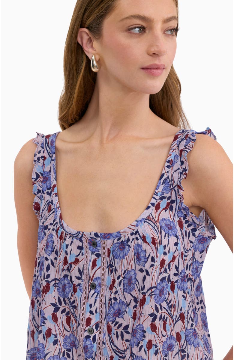 Rebecca Taylor Daphne Crinkle Tank, Alternate, color, Iris Multi