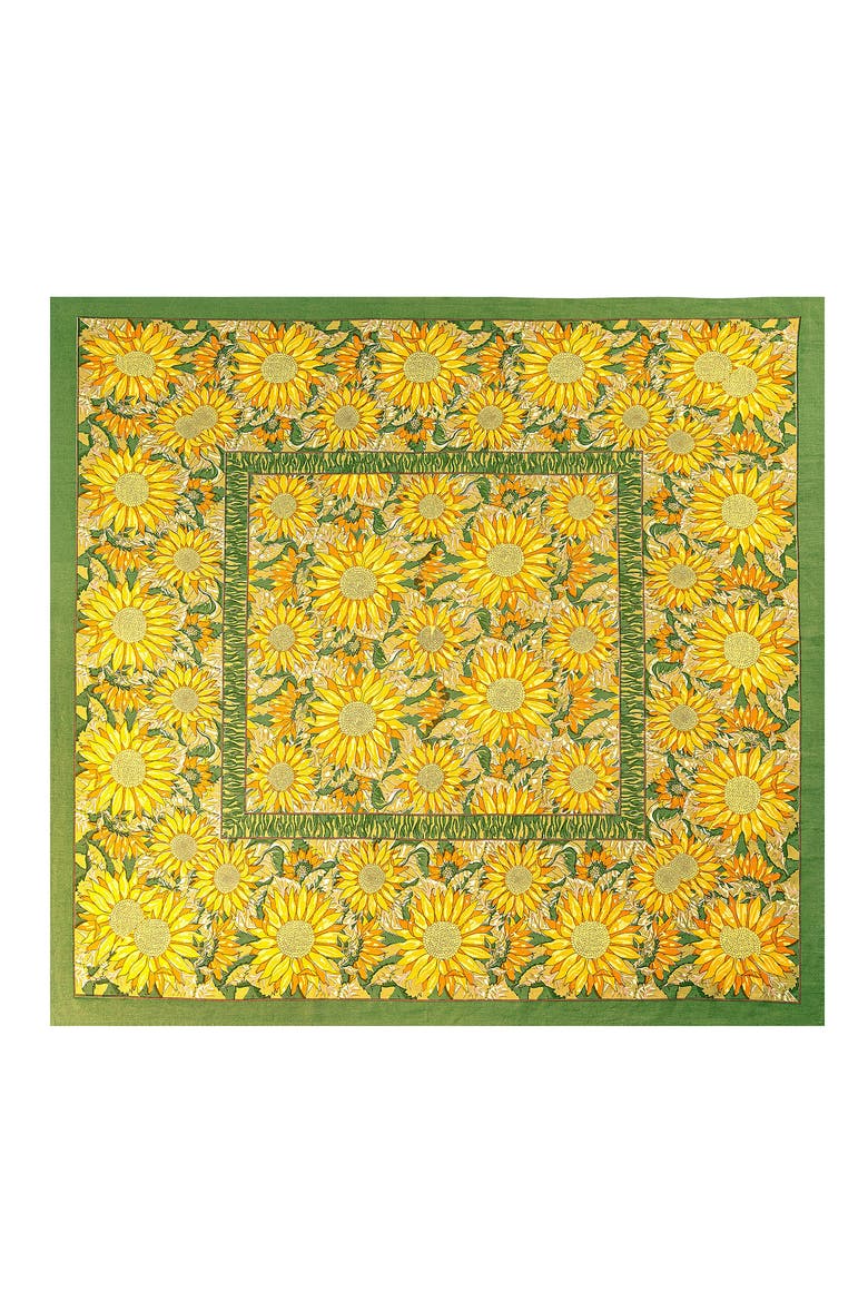 Sunflower Tablecloth, Main, color, Yellow/Green 59" x 59"