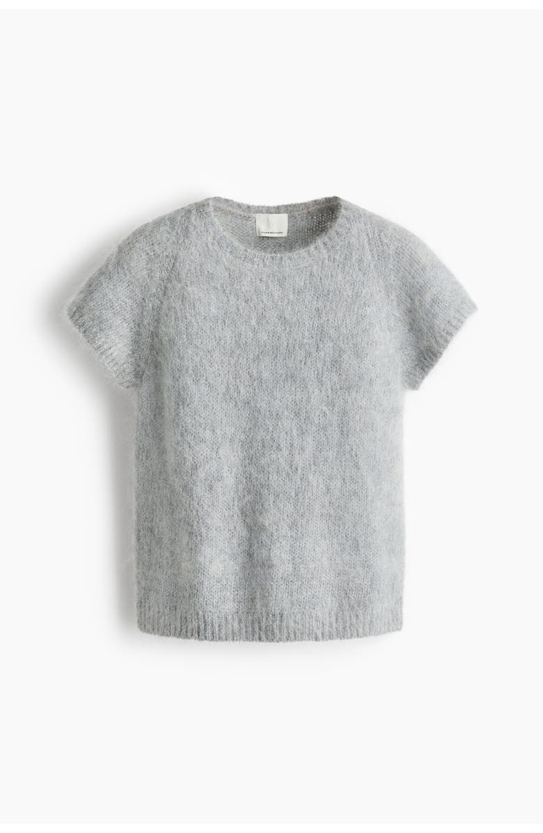 H&M Mohair-blend Top, Main, color, Light Gray Melange