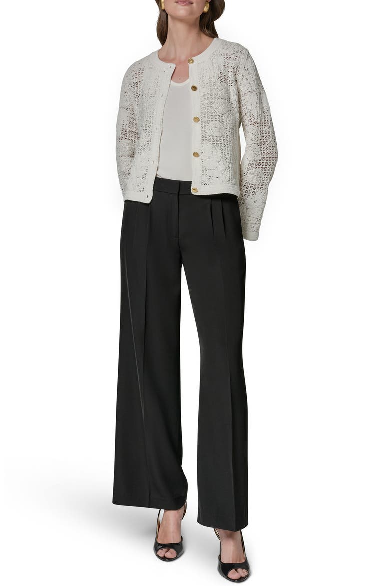 Mixed Stitch Cotton Blend Cardigan, Alternate, color, CREAM