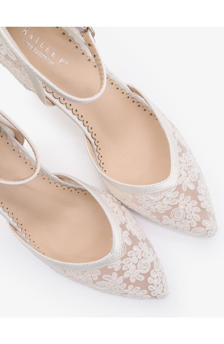 Kailee P Abby Lace Block Heel with Ankle Strap, Alternate, color, White