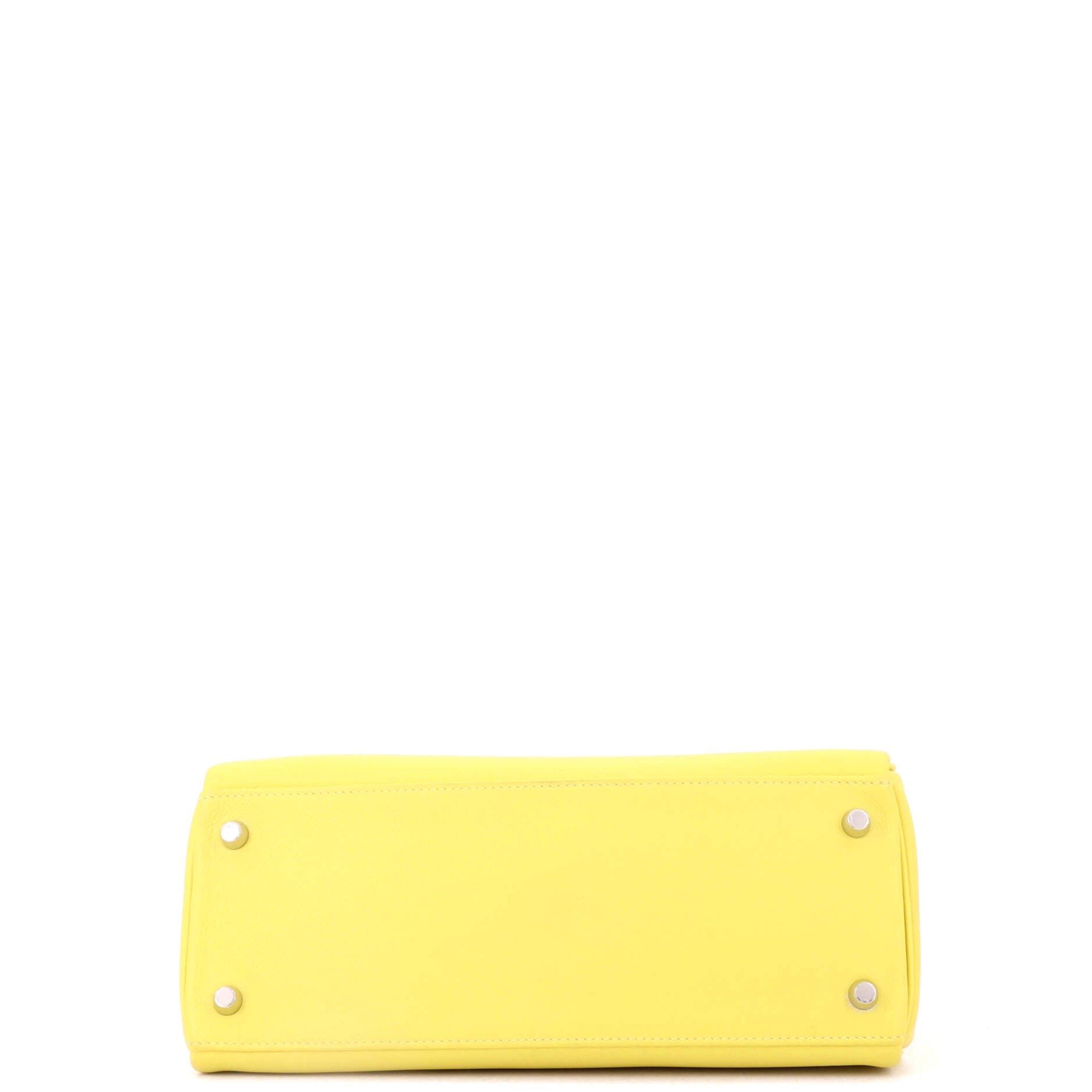 Pre-Owned Hermes Kelly Handbag Yellow Evercolor with Palladium Hardware 28, Alternate, color, 