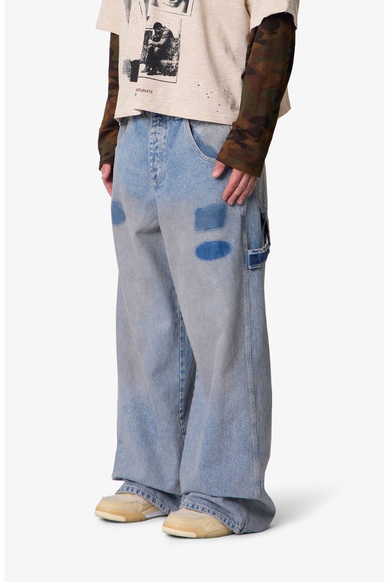 Patch Mark Rave Baggy Jeans, Alternate, color, BLUE