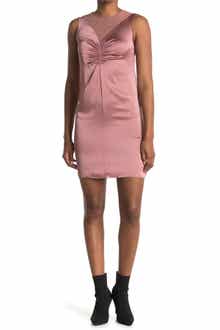 AllSaints Nuri Illusion Ruched Satin Dress