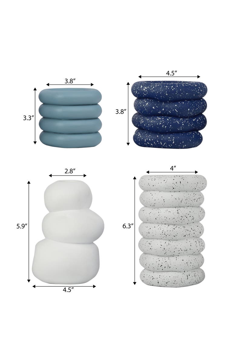 JONATHAN Y Hollis Modern Minimalist Handmade Concrete Stacked Ring Planter Set with Drainage Holes, Alternate, color, Speckled White