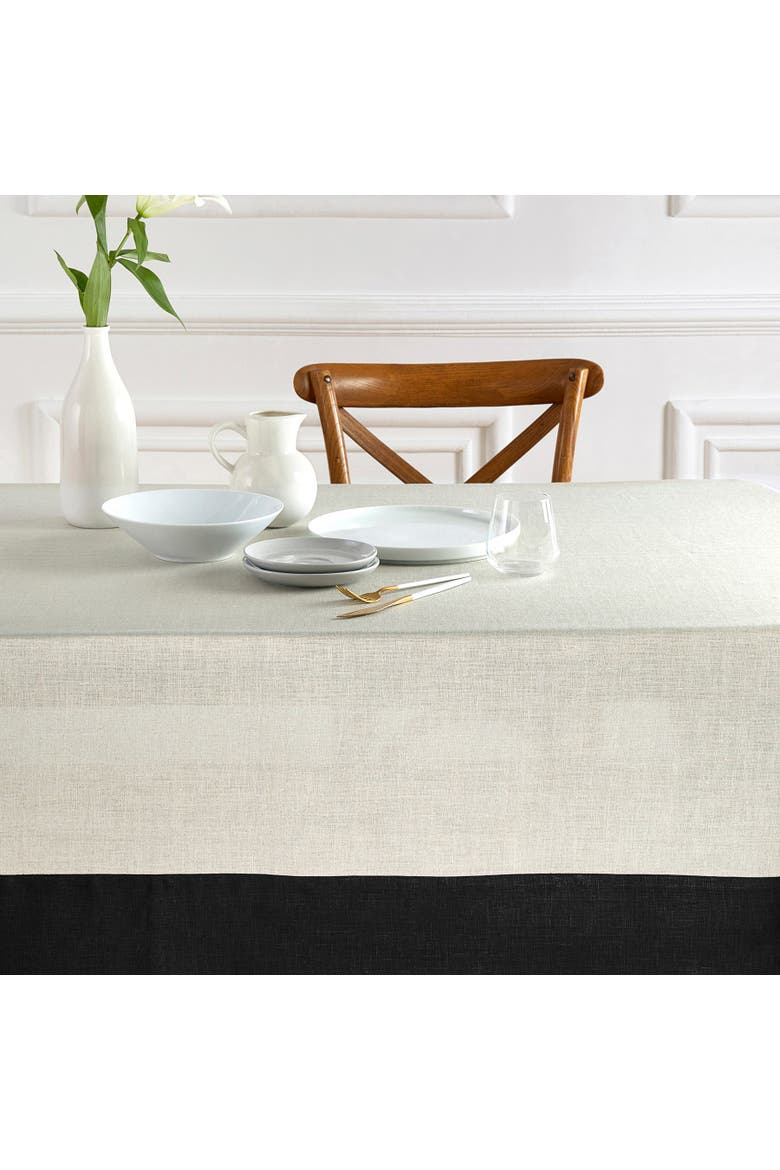 Linen Tablecloth - Contempo, Alternate, color, Black and Natural