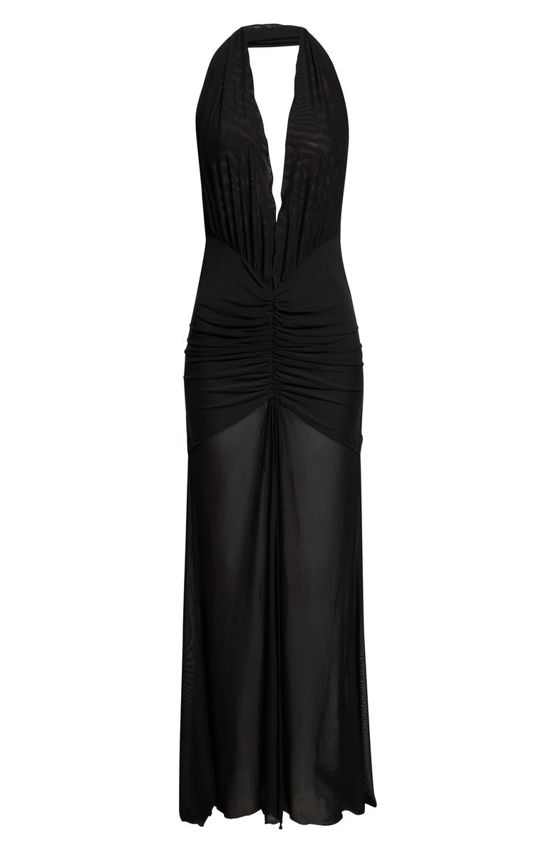 KIM SHUI Stretch Mesh Halter Dress, Main, color, Black