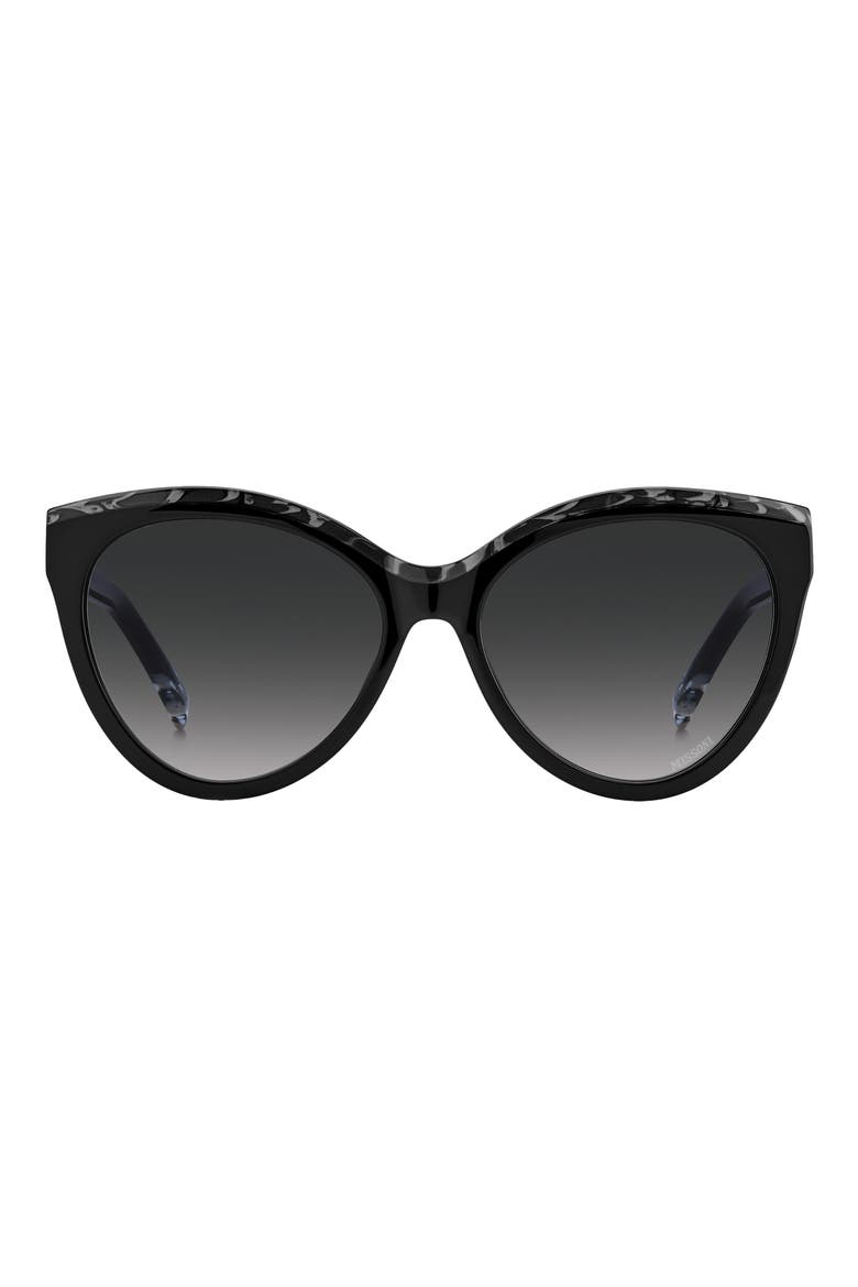 57mm Gradient Cat Eye Sunglasses, Main, color, GREY BLACK HORN/ GREY SHADED