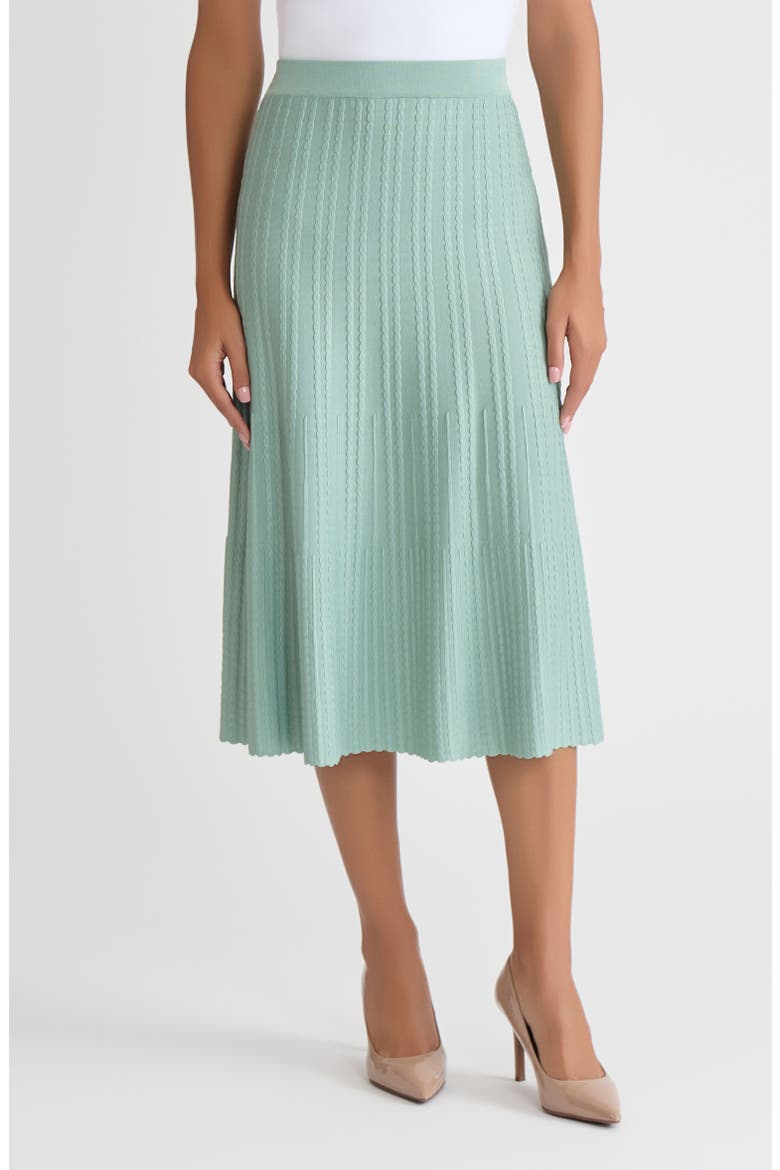 Lightweight A-Line Ribbed Knit Midi Skirt, Main, color, Mystic Green