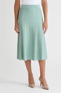 Misook Lightweight A-Line Ribbed Knit Midi Skirt