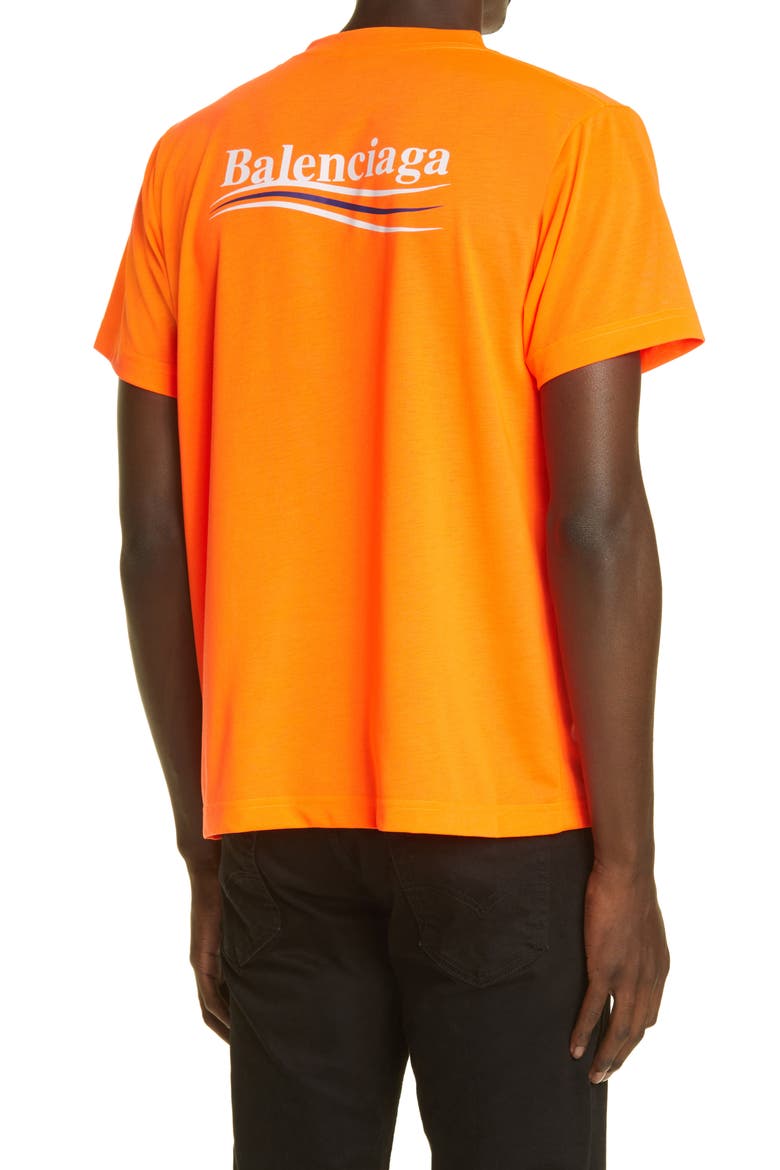 Campaign Logo Small Fit Graphic Tee, Alternate, color, FLUO O/ WHITE/ BLUE