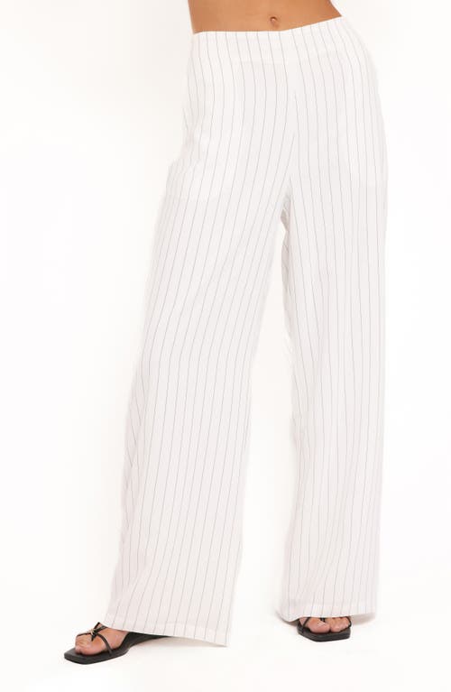 Petal & Pup Blakely Pinstripe Wide Leg Pants in White Pinstripe at Nordstrom, Size Small
