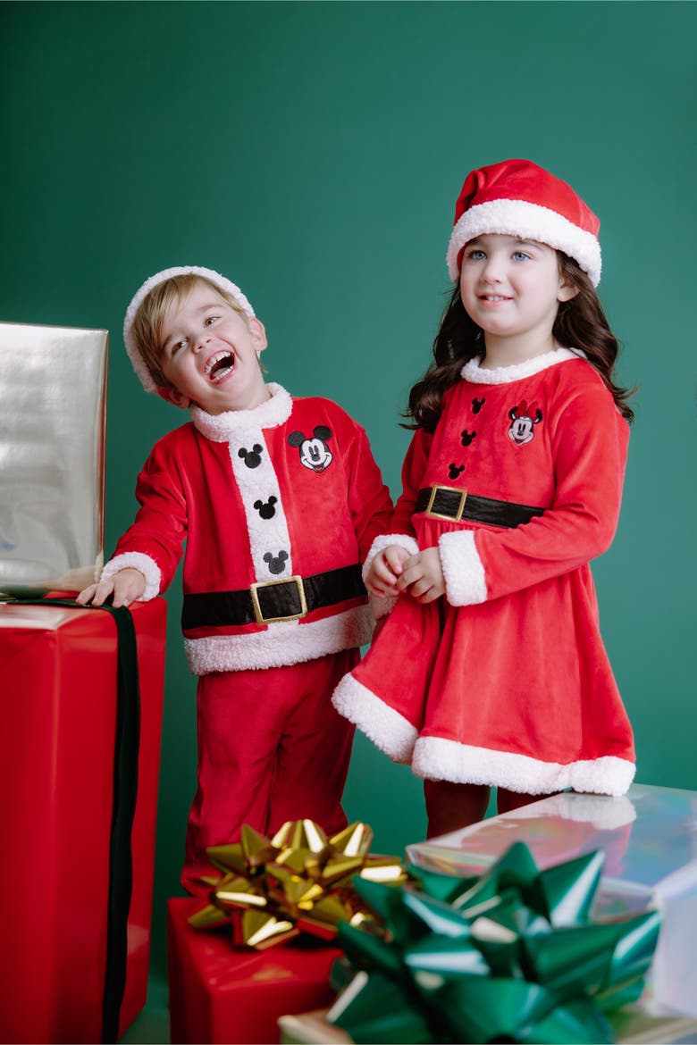 Minnie Mouse Holiday Velour Dress and Hat Set, Alternate, color, Minnie Mouse Red