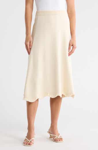 Adrianna Papell Fray Trim Wavy Skirt