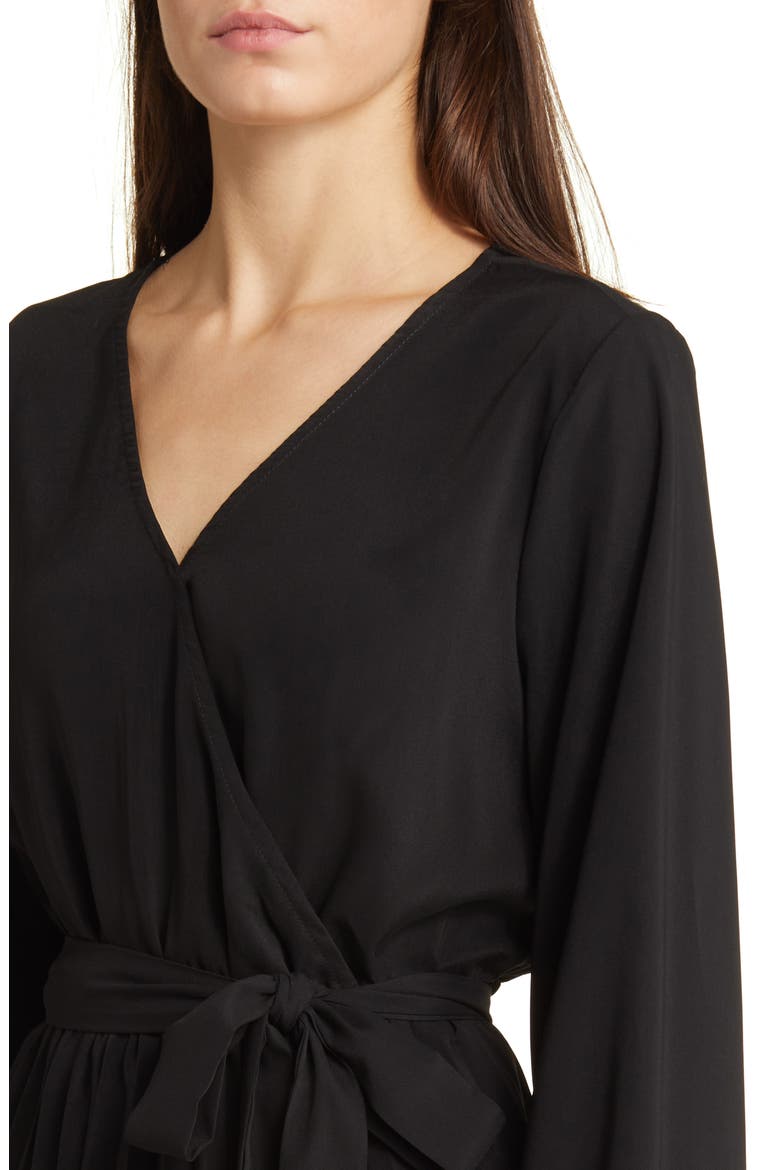 Sienna Long Sleeve Faux Wrap Dress, Alternate, color, BLACK