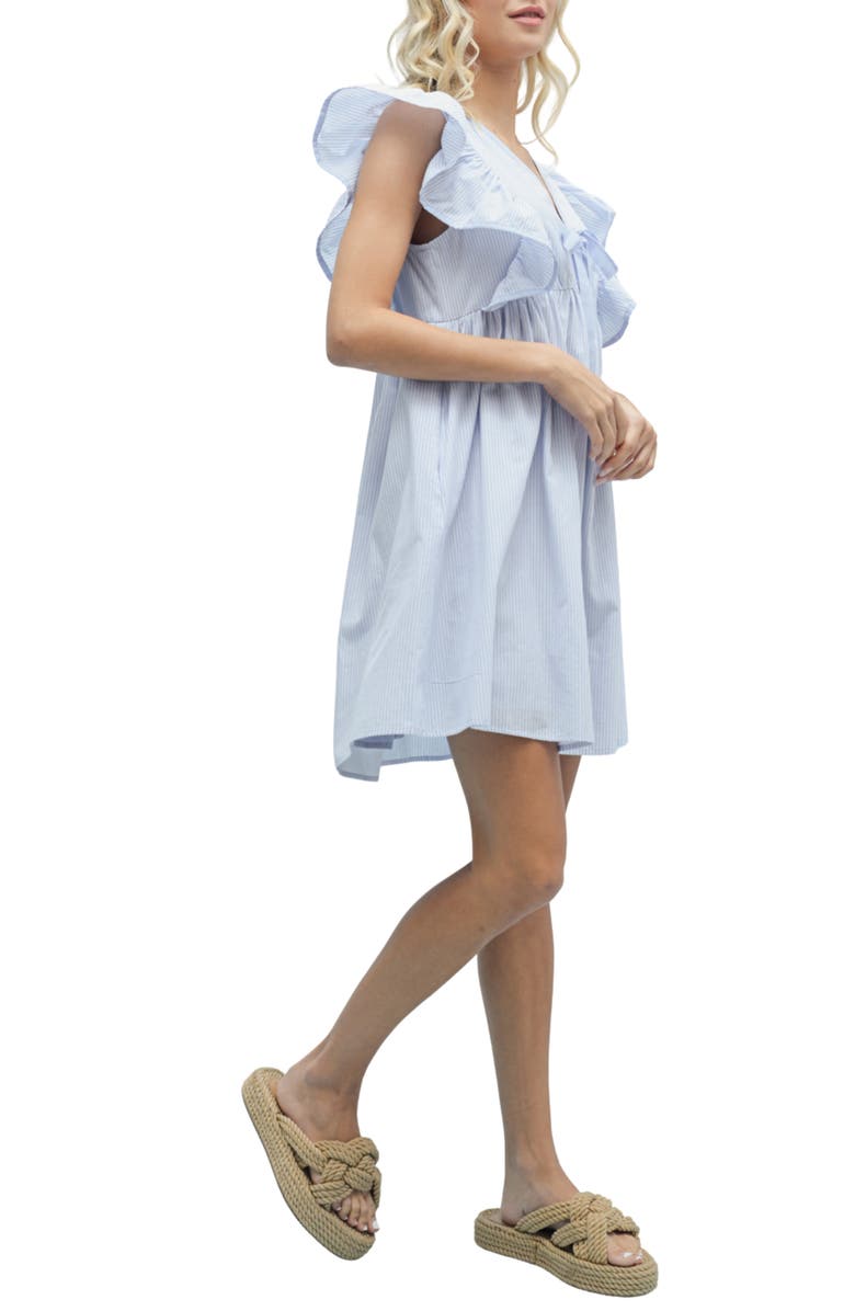 WISHLIST Striped Bow Babydoll Dress, Alternate, color, Blue/ White