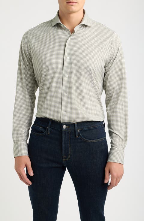 Excursionist Flex Tailored Fit Microcheck Wrinkle Resistant Button-Up Shirt