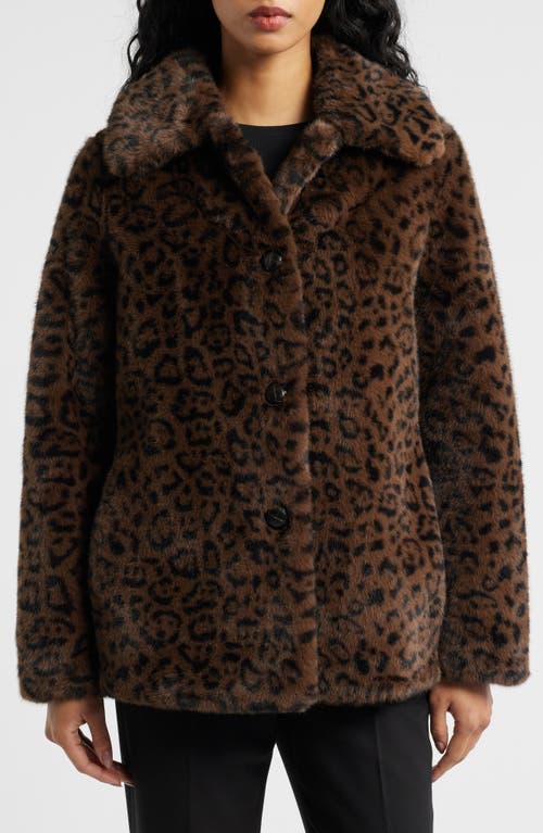 Mango Zurich Leopard Spot Faux Fur Coat In Multi