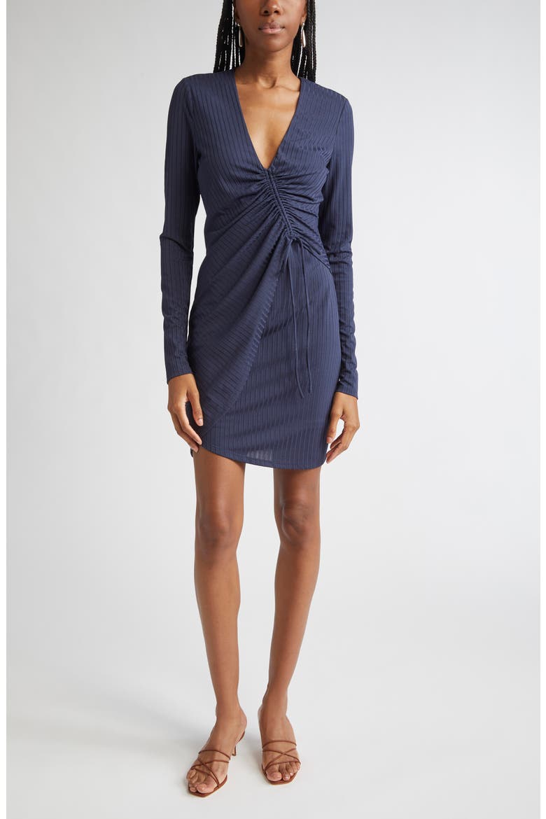 Barry Long Sleeve Ruched Minidress, Main, color, NAVY
