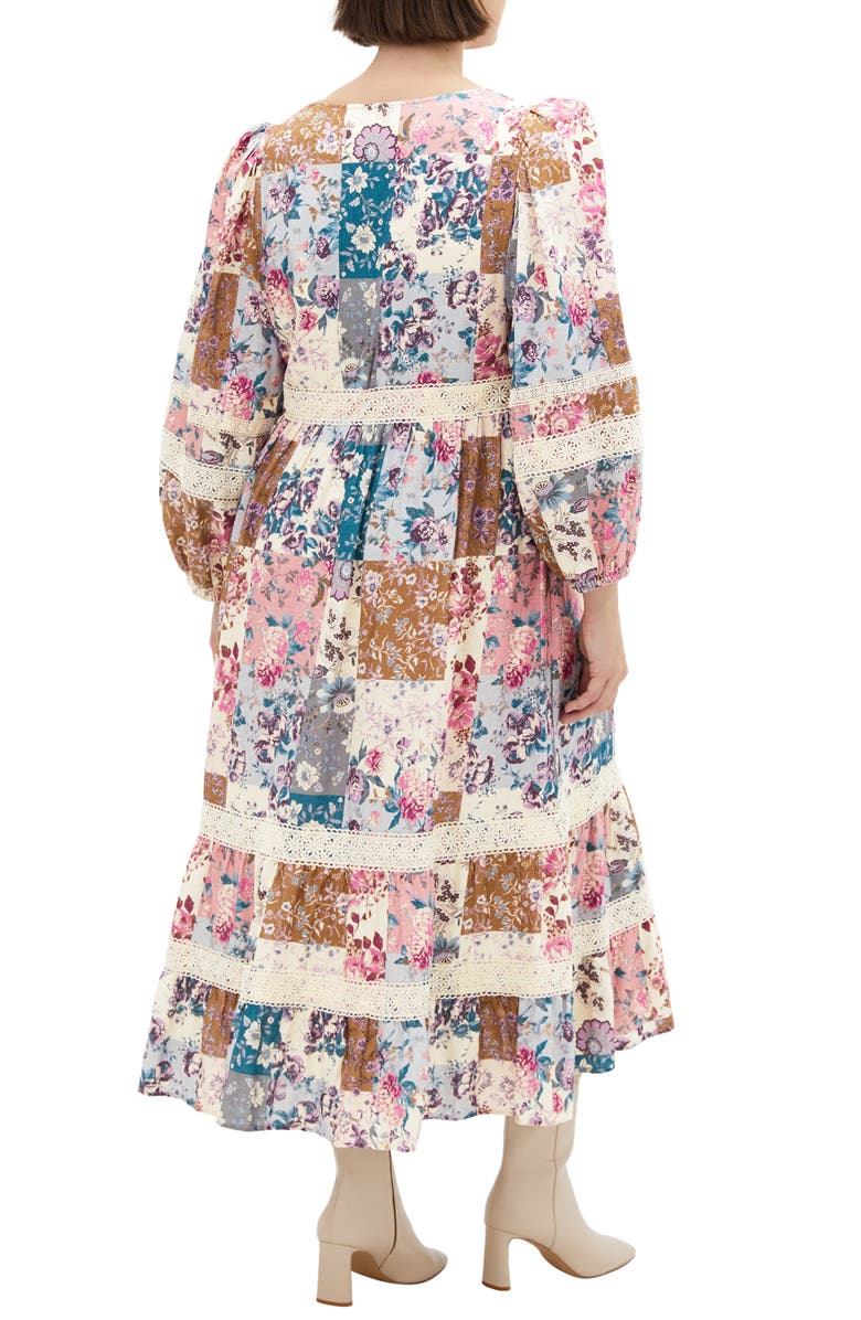 City Chic Florence Floral Long Sleeve Tiered Midi Dress, Alternate, color, Whimsical