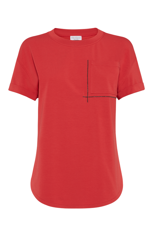 Brunello Cucinelli T-shirt Whit Embellishments In Red