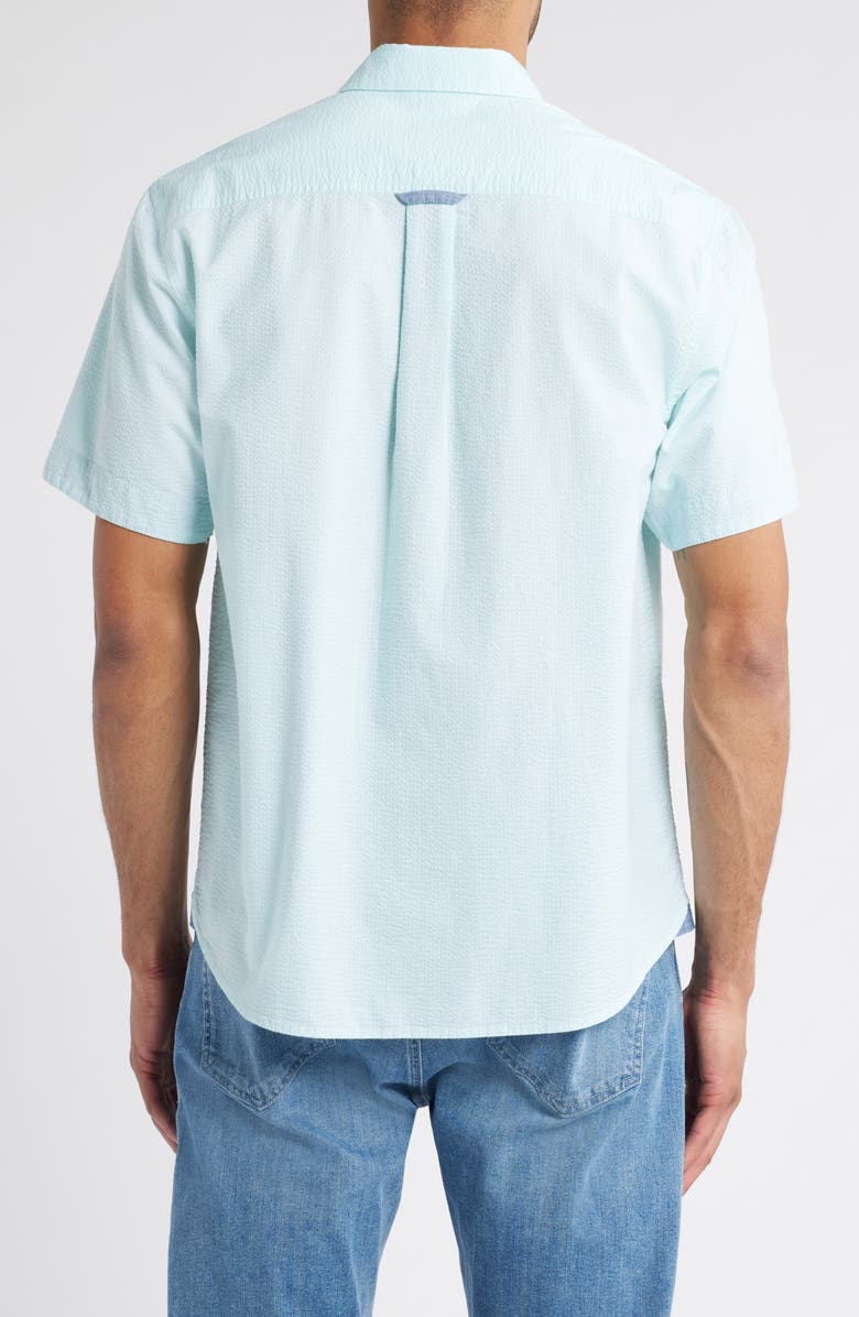 Tommy Bahama Nova Wave Short Sleeve Seersucker Button-Up Shirt, Alternate, color, Aquarius