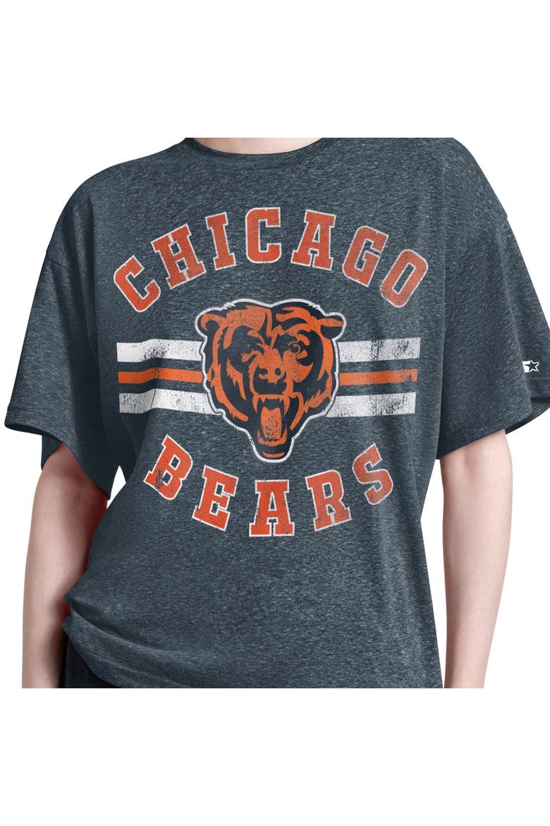 Women's Starter  Navy Chicago Bears Jump Shot Boyfriend Tri-Blend T-Shirt, Alternate, color, Navy