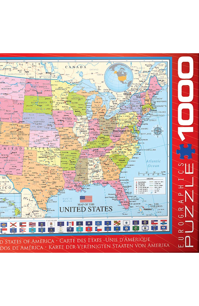 Eurographics Map of The United States Puzzle, 1000 Pieces, Alternate, color, Multicolored